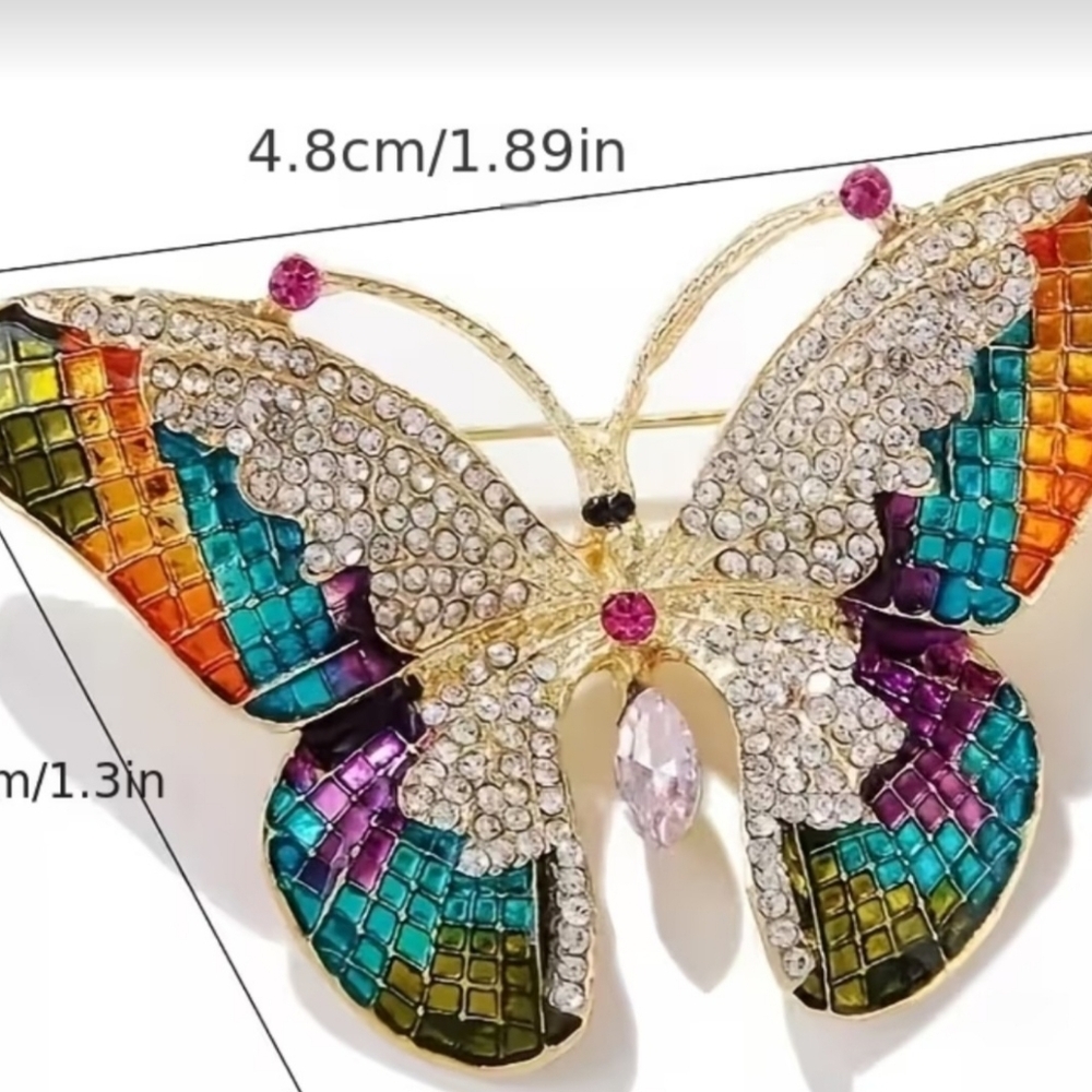 Colorful Rhinestones Butterfly Brooch - Picture 5 of 5